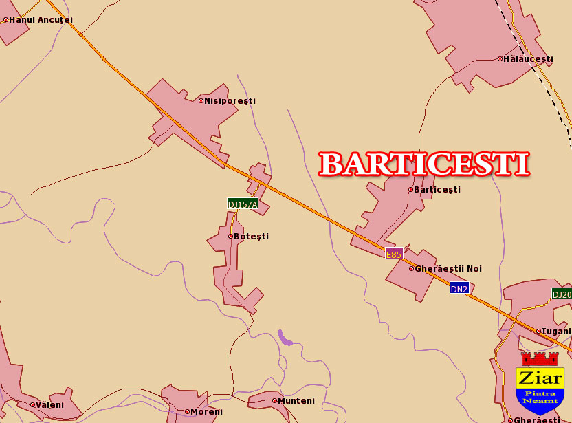 Harta comuna Barticesti - Neamt 